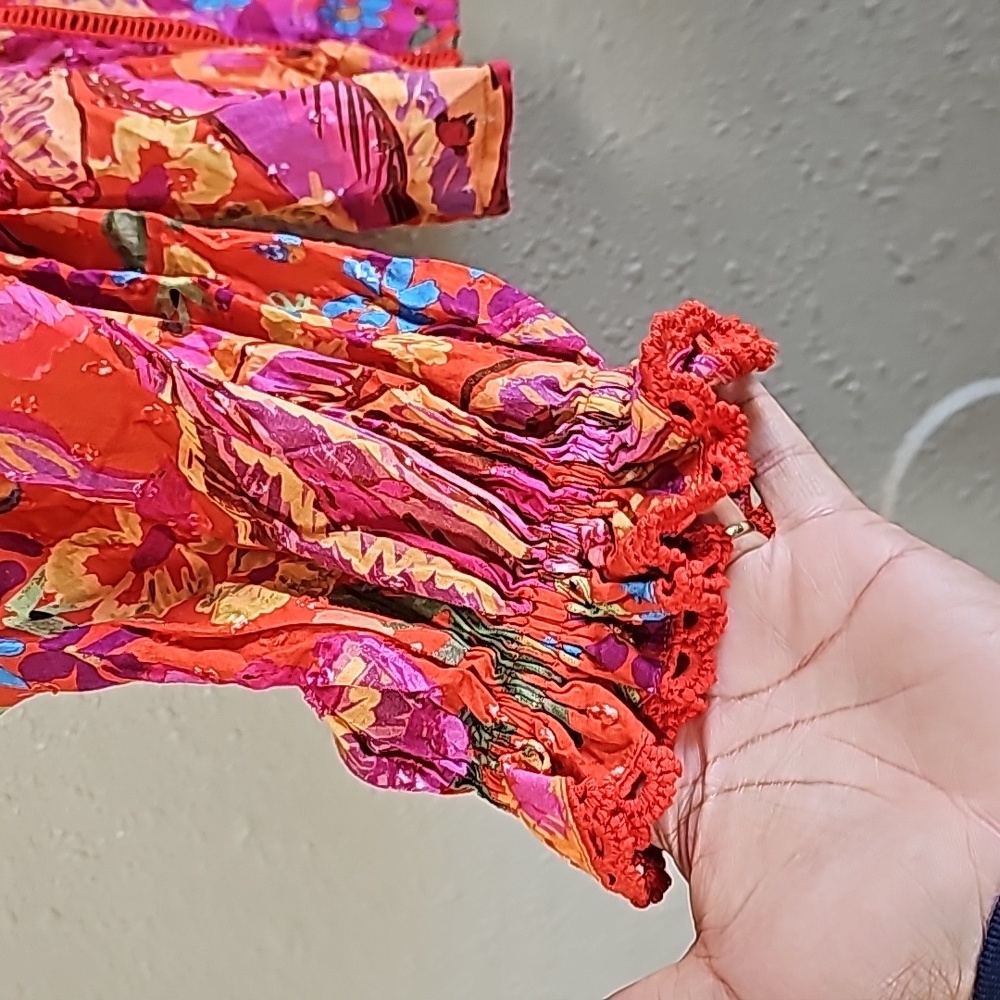 Farm Rio Red Ruffle Sleeve Blouse - Picture 2 of 10